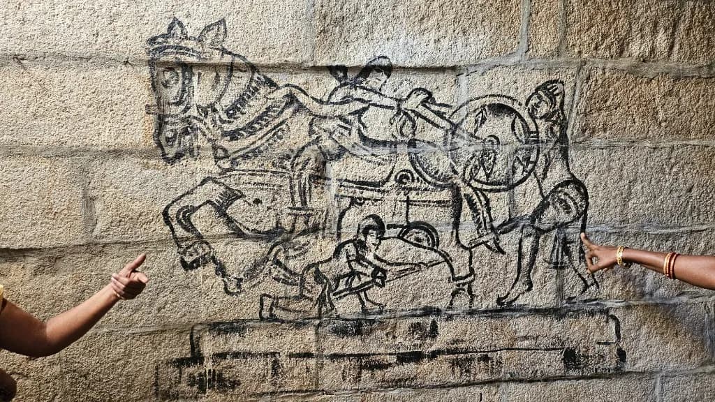 Ancient rock wall art documented during Thenpandyas heritage trail